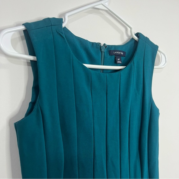 Wedding Night Teal Sleeveless Dress Fit & Flare size 4P Pleating Skirt Stretch - Picture 3 of 9